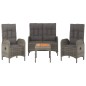 vidaXL 4-tlg. Garten-Essgruppe mit Kissen Grau Poly Rattan vidaXL 4-tlg. Garten-Essgruppe mit Kissen Grau Poly Rattan