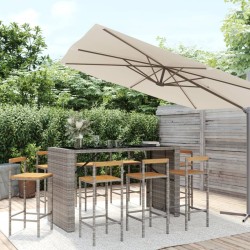 vidaXL 9-tlg. Gartenbar-Set Grau Poly Rattan & Massivholz Akazie