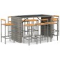 vidaXL 9-tlg. Gartenbar-Set Grau Poly Rattan & Massivholz Akazie vidaXL 9-tlg. Gartenbar-Set Grau Poly Rattan & Massivholz Akazie