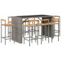 vidaXL 9-tlg. Gartenbar-Set Grau Poly Rattan & Massivholz Akazie vidaXL 9-tlg. Gartenbar-Set Grau Poly Rattan & Massivholz Akazie