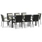 vidaXL 9-tlg. Garten-Essgruppe mit Kissen Schwarz Poly Rattan vidaXL 9-tlg. Garten-Essgruppe mit Kissen Schwarz Poly Rattan