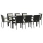 vidaXL 9-tlg. Garten-Essgruppe mit Kissen Schwarz Poly Rattan vidaXL 9-tlg. Garten-Essgruppe mit Kissen Schwarz Poly Rattan