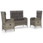 vidaXL 3-tlg. Garten-Essgruppe mit Kissen Grau Poly Rattan vidaXL 3-tlg. Garten-Essgruppe mit Kissen Grau Poly Rattan