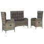 vidaXL 3-tlg. Garten-Essgruppe mit Kissen Grau Poly Rattan vidaXL 3-tlg. Garten-Essgruppe mit Kissen Grau Poly Rattan