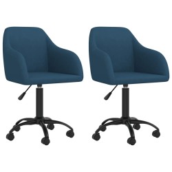 Esszimmerstühle 2 Stk. Drehbar Blau Samt