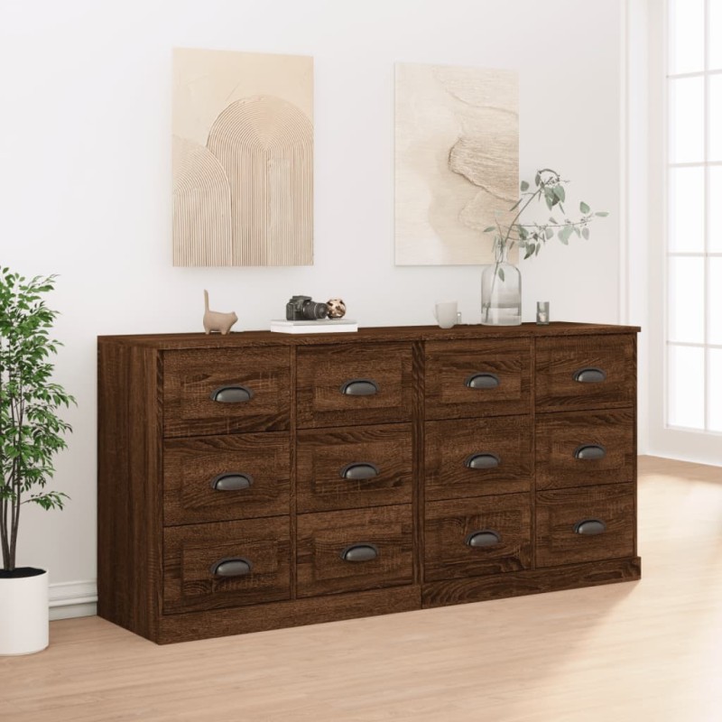 vidaXL Sideboards 2 Stk. Braun Eichen-Optik Holzwerkstoff vidaXL Sideboards 2 Stk. Braun Eichen-Optik Holzwerkstoff