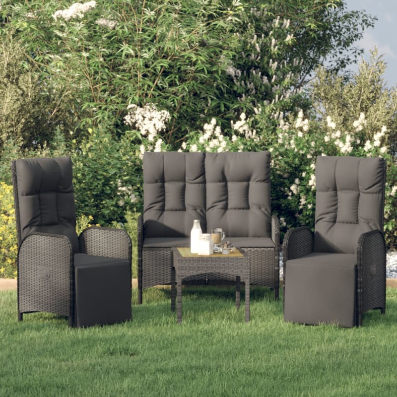 vidaXL 3-tlg. Garten-Essgruppe mit Kissen Schwarz Poly Rattan vidaXL 3-tlg. Garten-Essgruppe mit Kissen Schwarz Poly Rattan