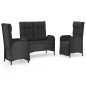 vidaXL 3-tlg. Garten-Essgruppe mit Kissen Schwarz Poly Rattan vidaXL 3-tlg. Garten-Essgruppe mit Kissen Schwarz Poly Rattan