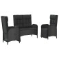 vidaXL 3-tlg. Garten-Essgruppe mit Kissen Schwarz Poly Rattan vidaXL 3-tlg. Garten-Essgruppe mit Kissen Schwarz Poly Rattan