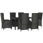 vidaXL 7-tlg. Garten-Essgruppe mit Kissen Schwarz und Grau Poly Rattan vidaXL 7-tlg. Garten-Essgruppe mit Kissen Schwarz und Grau Poly Rattan
