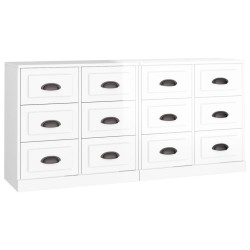 vidaXL Sideboards 2 Stk. Hochglanz-Weiß Holzwerkstoff