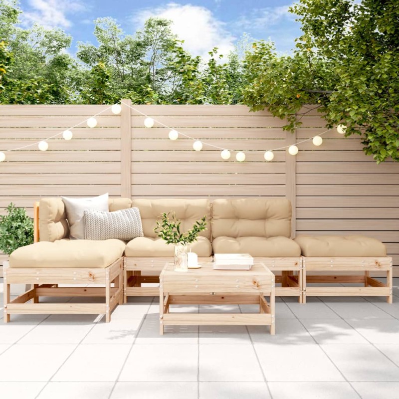 vidaXL 6-tlg. Garten-Lounge-Set mit Kissen Massivholz vidaXL 6-tlg. Garten-Lounge-Set mit Kissen Massivholz