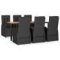 vidaXL 7-tlg. Garten-Essgruppe Schwarz Poly Rattan & Massivholz Akazie vidaXL 7-tlg. Garten-Essgruppe Schwarz Poly Rattan & Massivholz Akazie
