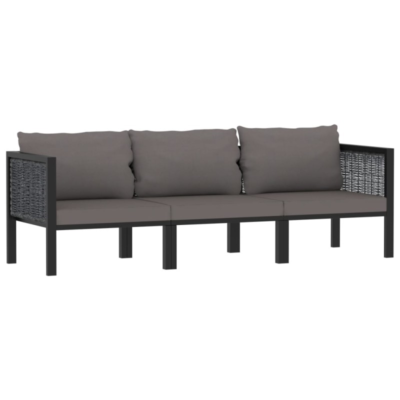 3-Sitzer-Sofa mit Auflage Anthrazit Poly Rattan 3-Sitzer-Sofa mit Auflage Anthrazit Poly Rattan