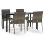 vidaXL 5-tlg. Garten-Essgruppe mit Kissen Schwarz und Grau Poly Rattan vidaXL 5-tlg. Garten-Essgruppe mit Kissen Schwarz und Grau Poly Rattan