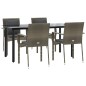 vidaXL 5-tlg. Garten-Essgruppe mit Kissen Schwarz und Grau Poly Rattan vidaXL 5-tlg. Garten-Essgruppe mit Kissen Schwarz und Grau Poly Rattan