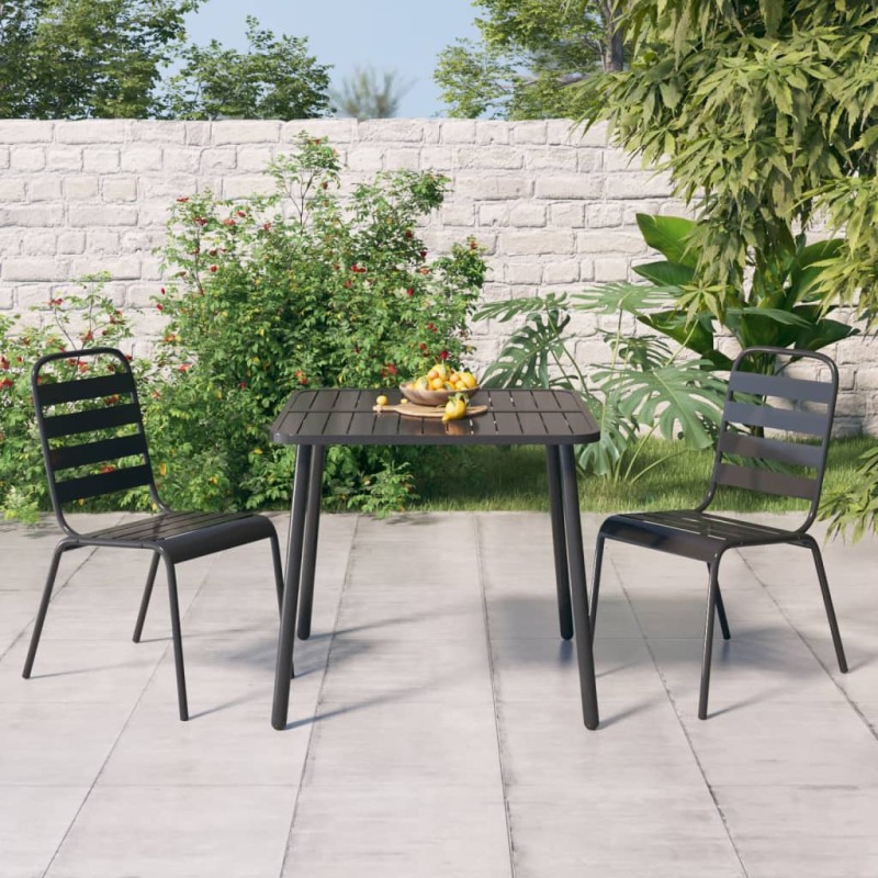 vidaXL 3-tlg. Garten-Essgruppe Anthrazit Stahl vidaXL 3-tlg. Garten-Essgruppe Anthrazit Stahl