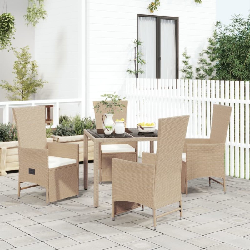vidaXL 5-tlg. Garten-Essgruppe mit Kissen Beige Poly Rattan vidaXL 5-tlg. Garten-Essgruppe mit Kissen Beige Poly Rattan