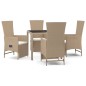 vidaXL 5-tlg. Garten-Essgruppe mit Kissen Beige Poly Rattan vidaXL 5-tlg. Garten-Essgruppe mit Kissen Beige Poly Rattan