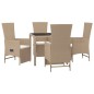 vidaXL 5-tlg. Garten-Essgruppe mit Kissen Beige Poly Rattan vidaXL 5-tlg. Garten-Essgruppe mit Kissen Beige Poly Rattan