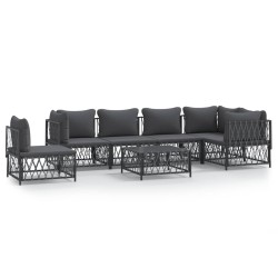 vidaXL 7-tlg. Garten-Lounge-Set mit Kissen Anthrazit Stahl
