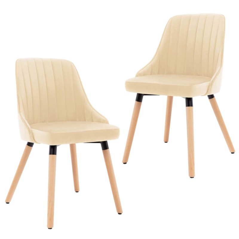 Esszimmerstühle 2 Stk. Creme Samt Esszimmerstühle 2 Stk. Creme Samt