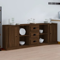 vidaXL Sideboards 3 Stk. Braun Eichen-Optik Holzwerkstoff