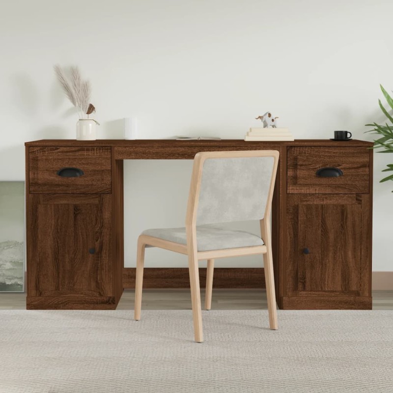 vidaXL Schreibtisch mit Stauraum Braun Eichen-Optik Holzwerkstoff vidaXL Schreibtisch mit Stauraum Braun Eichen-Optik Holzwerkstoff