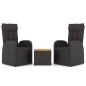 vidaXL 3-tlg. Garten-Lounge-Set Schwarz Poly Rattan Massivholz Akazie vidaXL 3-tlg. Garten-Lounge-Set Schwarz Poly Rattan Massivholz Akazie