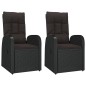 vidaXL 3-tlg. Garten-Lounge-Set Schwarz Poly Rattan Massivholz Akazie vidaXL 3-tlg. Garten-Lounge-Set Schwarz Poly Rattan Massivholz Akazie