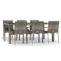 vidaXL 7-tlg. Garten-Essgruppe mit Kissen Grau Poly Rattan vidaXL 7-tlg. Garten-Essgruppe mit Kissen Grau Poly Rattan