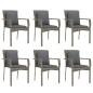 vidaXL 7-tlg. Garten-Essgruppe mit Kissen Grau Poly Rattan vidaXL 7-tlg. Garten-Essgruppe mit Kissen Grau Poly Rattan