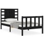 vidaXL Massivholzbett mit Kopfteil Schwarz 90x200 cm vidaXL Massivholzbett mit Kopfteil Schwarz 90x200 cm
