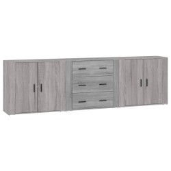 vidaXL Sideboards 3 Stk. Grau Sonoma Holzwerkstoff