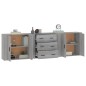 vidaXL Sideboards 3 Stk. Grau Sonoma Holzwerkstoff vidaXL Sideboards 3 Stk. Grau Sonoma Holzwerkstoff