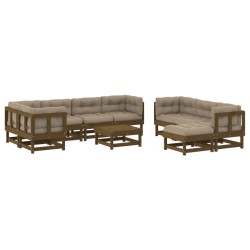 vidaXL 10-tlg. Garten-Lounge-Set mit Kissen Honigbraun Massivholz
