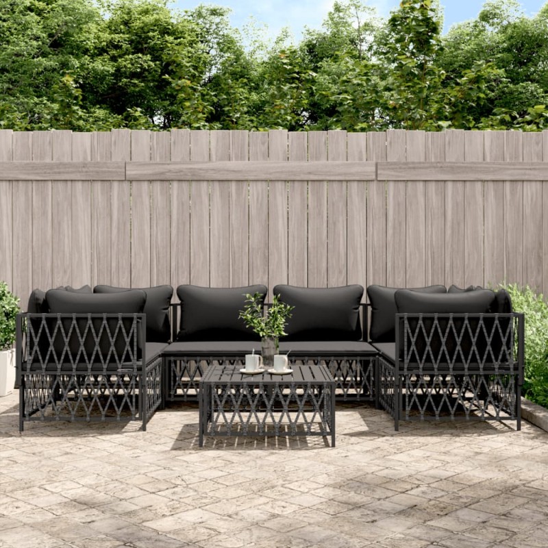 vidaXL 7-tlg. Garten-Lounge-Set mit Kissen Anthrazit Stahl vidaXL 7-tlg. Garten-Lounge-Set mit Kissen Anthrazit Stahl