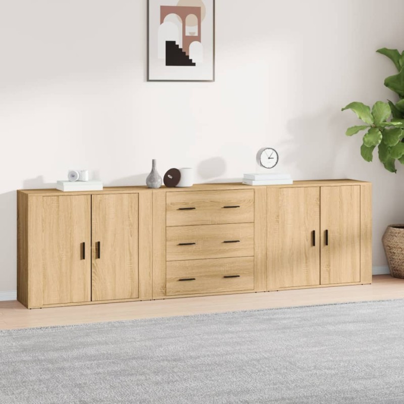 vidaXL Sideboards 3 Stk. Sonoma-Eiche Holzwerkstoff vidaXL Sideboards 3 Stk. Sonoma-Eiche Holzwerkstoff