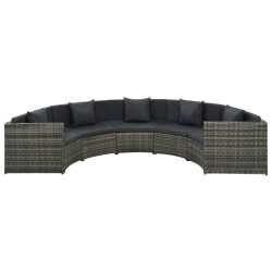 vidaXL 7-tlg. Garten-Lounge-Set mit Auflagen Poly Rattan Grau