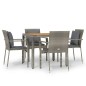 vidaXL 5-tlg. Garten-Essgruppe mit Kissen Grau Poly Rattan vidaXL 5-tlg. Garten-Essgruppe mit Kissen Grau Poly Rattan