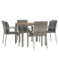 vidaXL 5-tlg. Garten-Essgruppe mit Kissen Grau Poly Rattan vidaXL 5-tlg. Garten-Essgruppe mit Kissen Grau Poly Rattan