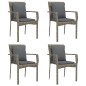 vidaXL 5-tlg. Garten-Essgruppe mit Kissen Grau Poly Rattan vidaXL 5-tlg. Garten-Essgruppe mit Kissen Grau Poly Rattan