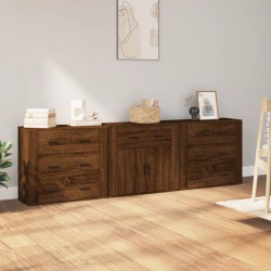 vidaXL Sideboards 3 Stk. Braun Eichen-Optik Holzwerkstoff