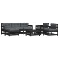 vidaXL 7-tlg. Garten-Lounge-Set mit Kissen Schwarz Massivholz vidaXL 7-tlg. Garten-Lounge-Set mit Kissen Schwarz Massivholz