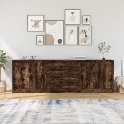 vidaXL Sideboards 3 Stk. Räuchereiche Holzwerkstoff
