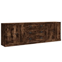 vidaXL Sideboards 3 Stk. Räuchereiche Holzwerkstoff