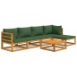 vidaXL 6-tlg. Garten-Lounge-Set mit Grünen Kissen Massivholz vidaXL 6-tlg. Garten-Lounge-Set mit Grünen Kissen Massivholz