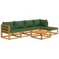 vidaXL 6-tlg. Garten-Lounge-Set mit Grünen Kissen Massivholz vidaXL 6-tlg. Garten-Lounge-Set mit Grünen Kissen Massivholz