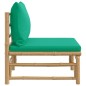 vidaXL Garten-Mittelsofa mit Grünen Kissen Bambus vidaXL Garten-Mittelsofa mit Grünen Kissen Bambus