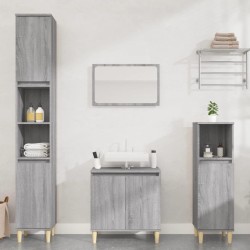 vidaXL 3-tlg. Badmöbel-Set Grau Sonoma Holzwerkstoff